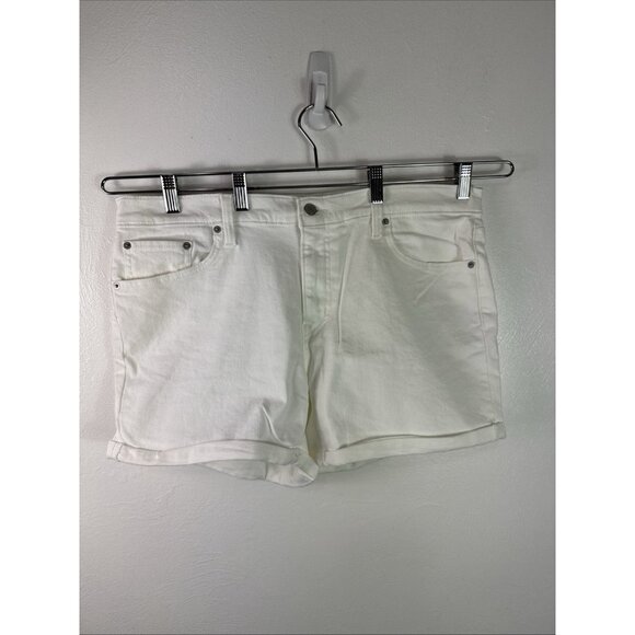 Levi’s Women's 34 Mid Length Midrise Denim Shorts Stretch Off White NWT 0603 - Picture 3 of 12